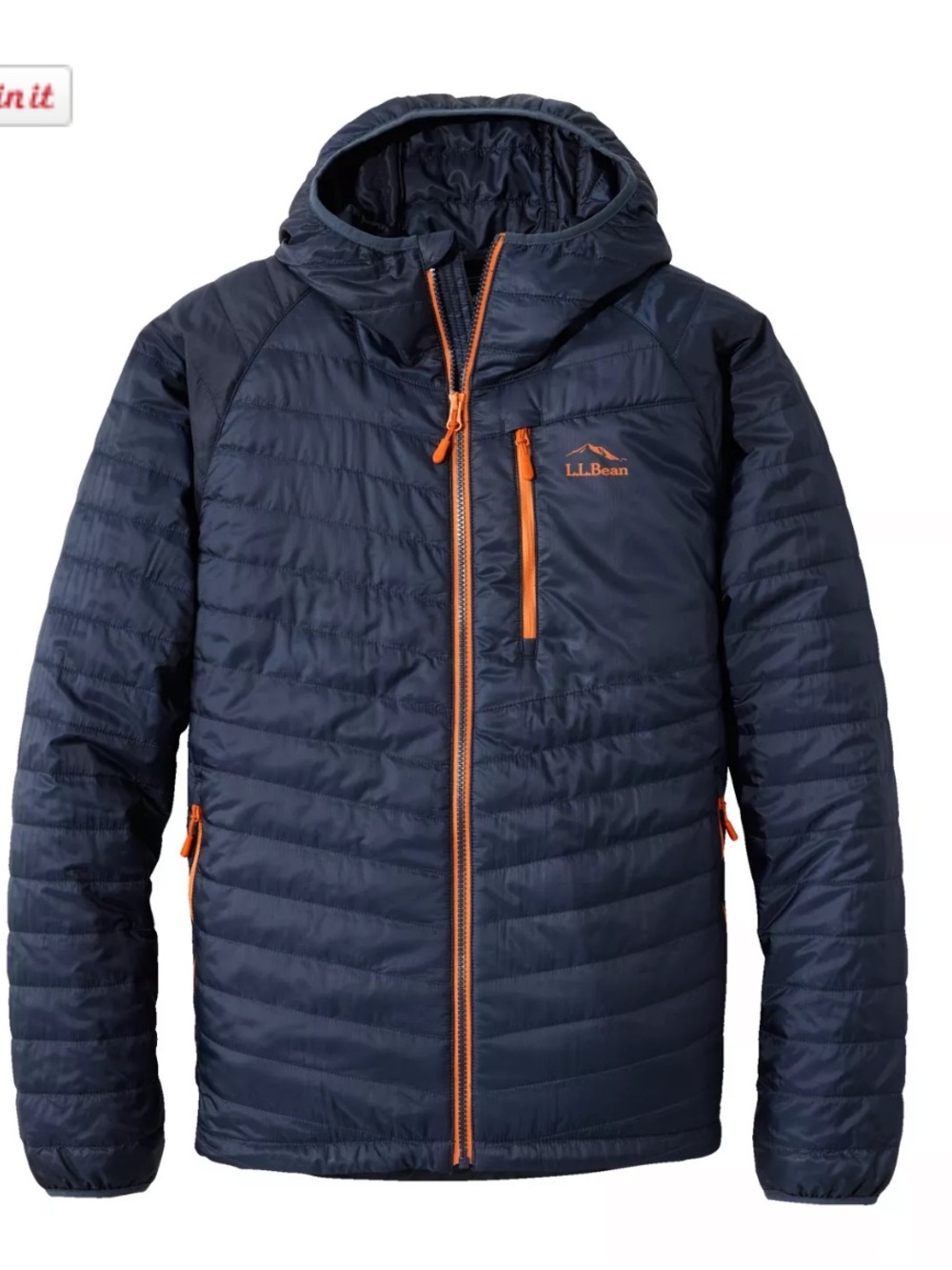 L.L. Bean Navy PrimaLoft Packaway Hooded Puffer Outdoors Hiking Jacket. Size XL.